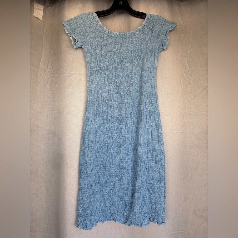 Style Envy Light Blue Smocked Midi Dress